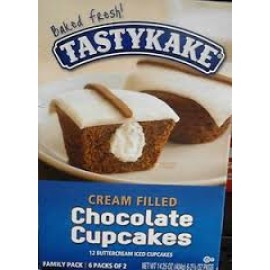 Tastykake: Cream Filled Chocolate Cupcakes iced with buttercream 6/2 Packs 
